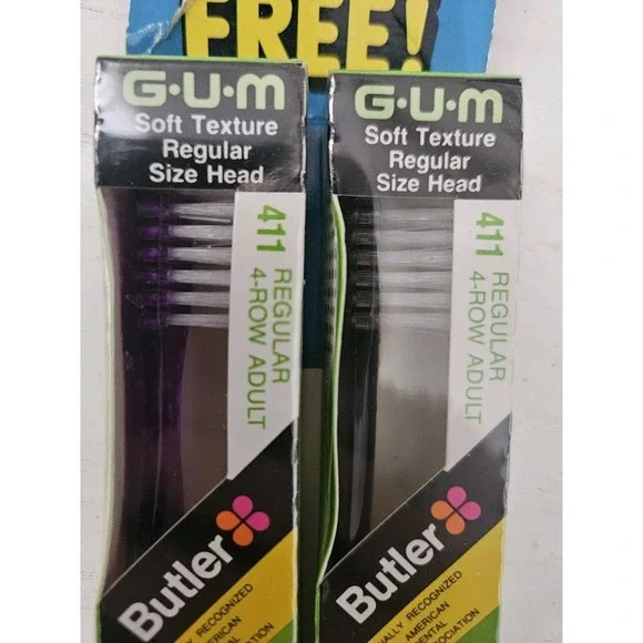 VTG Gum Butler 4-Row ADULT Regular Size Head Toothbrush 411‎ Stimulator 2-Pack - Picture 3 of 6